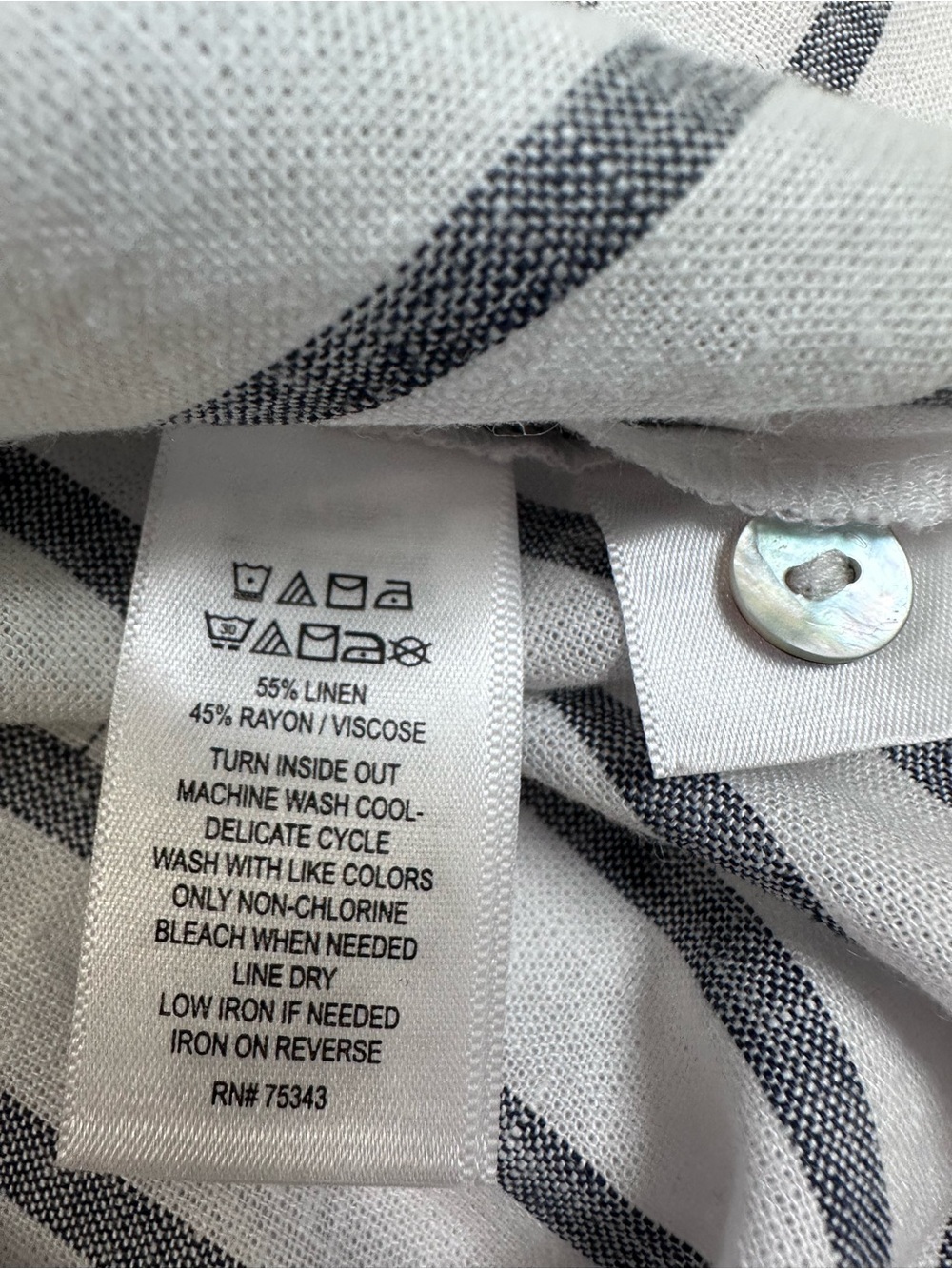 Lucky Brand White and Gray Striped Button Down Linen Blend Maxi Shirt Dress Sz M - Picture 12 of 13